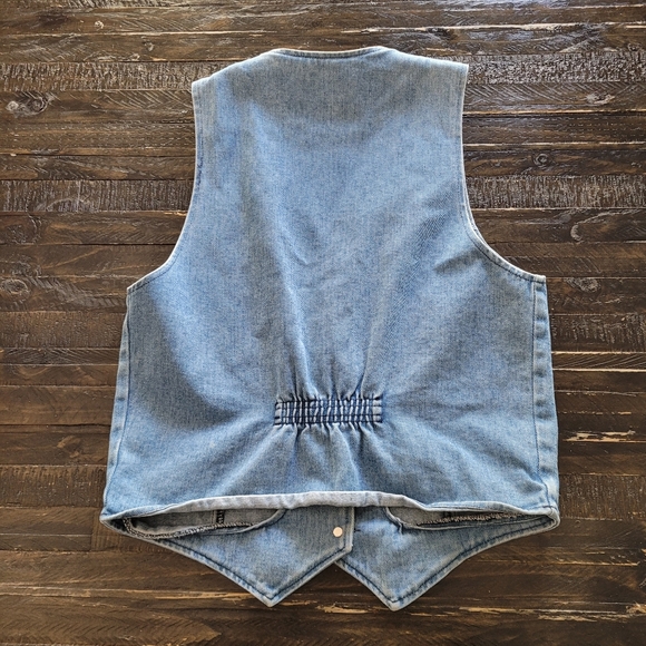 Vtg Apache Denim Vest - Women's Medium USA - BirdHouse/Flowers - Picture 2 of 5